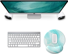 eulps Mouse Pad with Wrist Rest, Comfortable Computer Mousepad with Gel Wrist Support Smooth Surface and Non-Slip PU Base for Pain Relief, Laptop, Office & Home (ICY Blue)