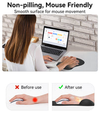 eulps Mouse Pad with Gel Wrist Rest, Ergonomic Comfortable Computer Wrist Support for Laptop, Pain Relief Mousepad with Non-Slip PU Base for Office & Home (All Black)
