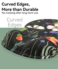 eulps Mouse Pad with Gel Wrist Rest, Ergonomic Comfortable Computer Wrist Support for Laptop, Pain Relief Mousepad with Non-Slip PU Base for Office & Home (Wildflower Night)