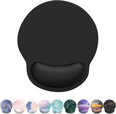 eulps Mouse Pad with Wrist Rest, Comfortable Computer Mousepad with Gel Wrist Support, Smooth Surface and Non-Slip PU Base for Pain Relief, Laptop, Office & Home (Black)