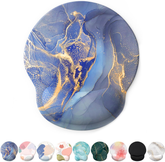 eulps Mouse Pad with Wrist Rest, Comfortable Computer Mousepad with Gel Wrist Support Smooth Surface and Non-Slip PU Base for Pain Relief, Laptop, Office & Home (Golden Quicksand Marble)