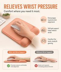 eulps Ergonomic Mouse Pad with Wrist Rest, Gel Mousepad with Soft Wrist Support, Non-Slip PU Base, Smooth Surface Mouse Pad for Wrist Pain Relief, Computer Laptop Office Home & Gaming (Orange)