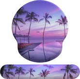 eulps Mouse Pad Wrist Support, Ergonomic Memory Foam Keyboard Wrist Pad & Gel Wrist Rest Set for Computer Keyboard for Easy Typing & Pain Relief for Office & Home (Mauve Twilight Set)