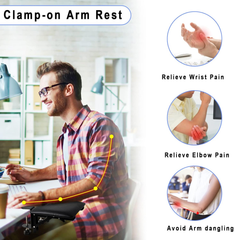 eulps Foldable Desk Extender Tray, Arm Rest for Desk, Ergonomic Forearm Leather Soft Armrest Support, Wrist & Elbow Pad for Home and Office, Easy Typing & Pain Relief