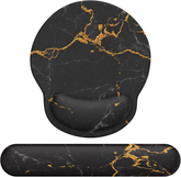eulps Mouse Pad Wrist Support, Ergonomic Memory Foam Keyboard Wrist Pad & Gel Wrist Rest Set for Computer Keyboard for Easy Typing & Pain Relief for Office & Home (Black Marble Set)