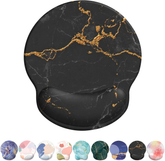 eulps Mouse Pad with Wrist Rest, Comfortable Computer Mousepad with Gel Wrist Support, Smooth Surface and Non-Slip PU Base for Pain Relief, Laptop, Office & Home (Black Marble)