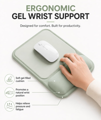 eulps Ergonomic Mouse Pad with Wrist Rest, Gel Mousepad with Soft Wrist Support, Non-Slip PU Base, Smooth Surface Mouse Pad for Wrist Pain Relief, Computer Laptop Office Home & Gaming (Sage Green)