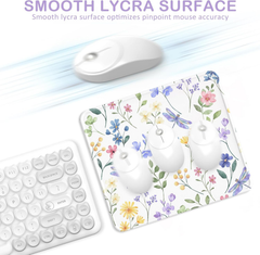 eulps Mouse Pad with Stitched Edge, Multiple Patterns Computer Mouse Pads with Non-Slip Rubber Base, Washable Cloth Mousepad, for Gaming, Laptop, PC (Dragonfly Meadow)