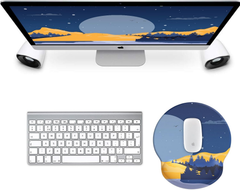 eulps Mouse Pad with Wrist Rest, Comfortable Computer Mousepad with Gel Wrist Support, Smooth Surface and Non-Slip PU Base for Pain Relief, Laptop, Office & Home (Moon Night)