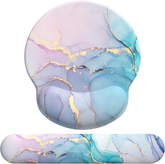 eulps Mouse Pad Wrist Support, Ergonomic Memory Foam Keyboard Wrist Pad & Gel Wrist Rest Set for Computer Keyboard for Easy Typing & Pain Relief for Office & Home (Cyan Pink Marble)