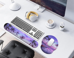 eulps Mouse Pad Wrist Support, Ergonomic Memory Foam Keyboard Wrist Pad & Gel Wrist Rest Set for Computer Keyboard for Easy Typing & Pain Relief for Office & Home (Mauve Twilight Set)