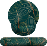 eulps Mouse Pad Wrist Support, Ergonomic Memory Foam Keyboard Wrist Pad & Gel Wrist Rest Set for Computer Keyboard for Easy Typing & Pain Relief for Office & Home (Tropical Plants Set)