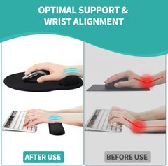 eulps Mouse Pad Wrist Support, Ergonomic Memory Foam Keyboard Wrist Pad & Gel Wrist Rest Set for Computer Keyboard for Easy Typing & Pain Relief for Office & Home (Black Set)