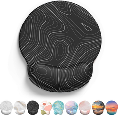 eulps Mouse Pad with Wrist Rest, Comfortable Computer Mousepad with Gel Wrist Support, Smooth Surface and Non-Slip PU Base for Pain Relief, Laptop, Office & Home (Black Line)