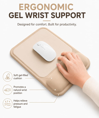 eulps Ergonomic Mouse Pad with Wrist Rest, Gel Mousepad with Soft Wrist Support, Non-Slip PU Base, Smooth Surface Mouse Pad for Wrist Pain Relief, Computer Laptop Office Home & Gaming (Sand Beige)