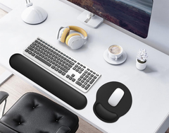 eulps Mouse Pad Wrist Support, Ergonomic Memory Foam Keyboard Wrist Pad & Gel Wrist Rest Set for Computer Keyboard for Easy Typing & Pain Relief for Office & Home (Black Set)