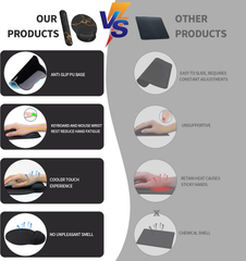 eulps Mouse Pad Wrist Support, Ergonomic Memory Foam Keyboard Wrist Pad & Gel Wrist Rest Set for Computer Keyboard for Easy Typing & Pain Relief for Office & Home (Black Marble Set)
