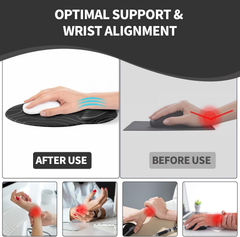eulps Mouse Pad with Wrist Rest, Comfortable Computer Mousepad with Gel Wrist Support, Smooth Surface and Non-Slip PU Base for Pain Relief, Laptop, Office & Home (Black Line)