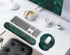 eulps Mouse Pad Wrist Support, Ergonomic Memory Foam Keyboard Wrist Pad & Gel Wrist Rest Set for Computer Keyboard for Easy Typing & Pain Relief for Office & Home (Tropical Plants Set)