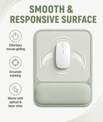 eulps Ergonomic Mouse Pad with Wrist Rest, Gel Mousepad with Soft Wrist Support, Non-Slip PU Base, Smooth Surface Mouse Pad for Wrist Pain Relief, Computer Laptop Office Home & Gaming (Sage Green)