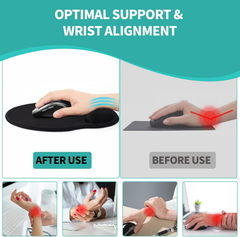 eulps Mouse Pad with Wrist Rest, Comfortable Computer Mousepad with Gel Wrist Support, Smooth Surface and Non-Slip PU Base for Pain Relief, Laptop, Office & Home (Black)