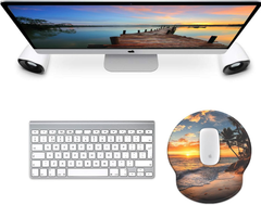 eulps Mouse Pad with Wrist Rest, Comfortable Computer Mousepad with Gel Wrist Support, Smooth Surface and Non-Slip PU Base for Pain Relief, Laptop, Office & Home (Sunset)