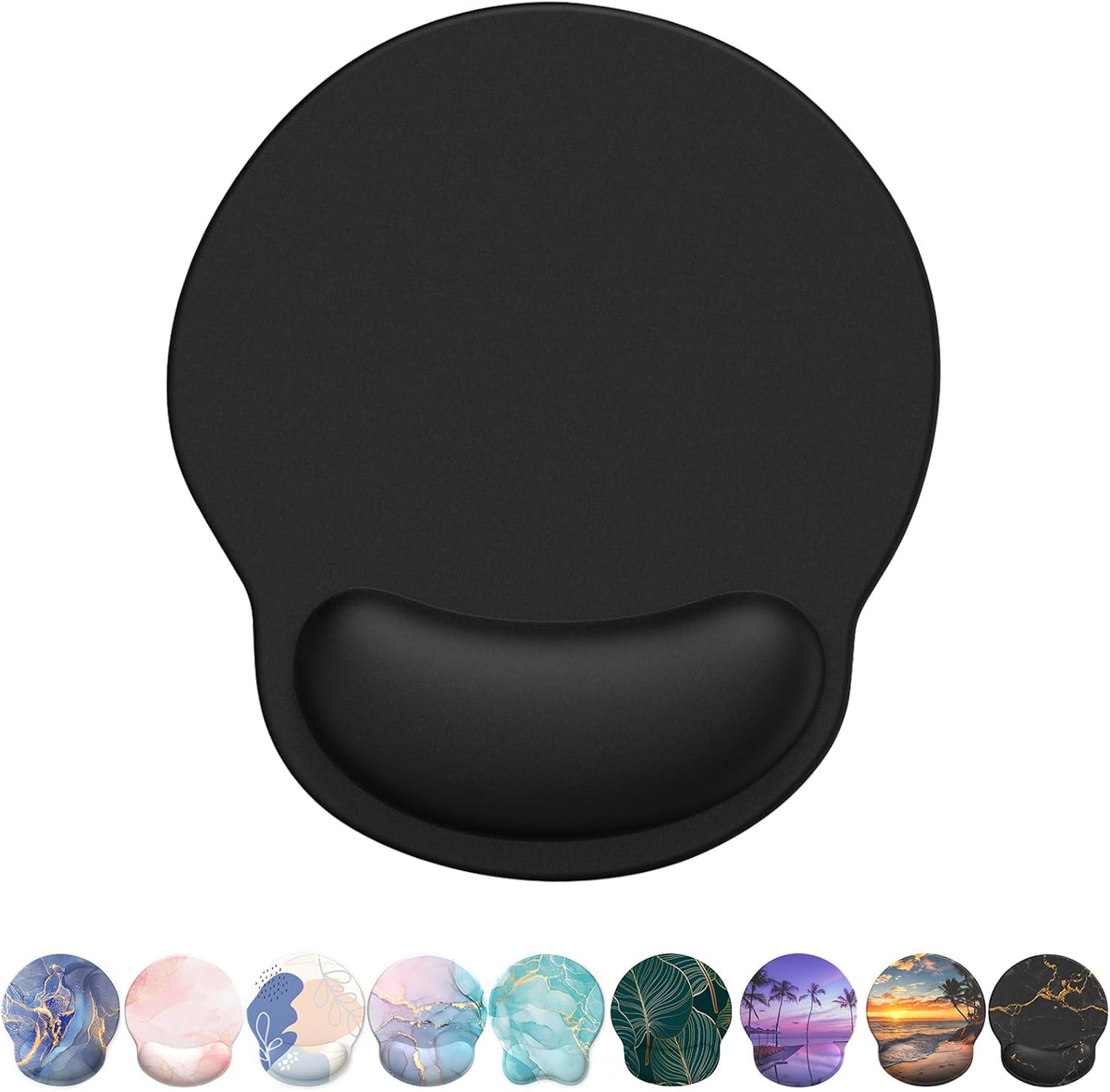 eulps Mouse Pad with Wrist Rest, Comfortable Computer Mousepad with Gel Wrist Support, Smooth Surface and Non-Slip PU Base for Pain Relief, Laptop, Office & Home (Black)