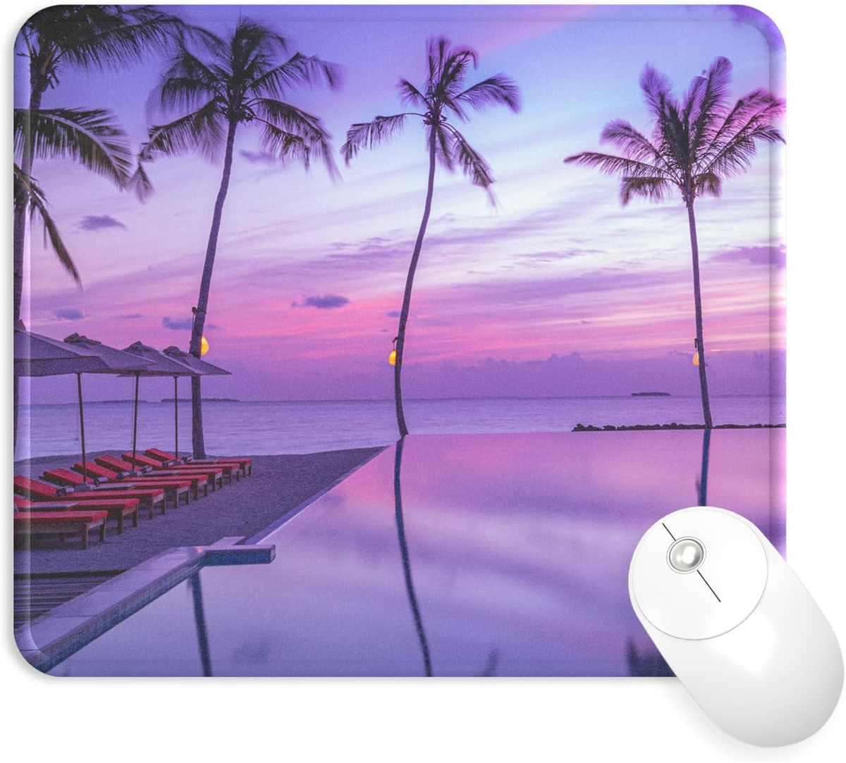 eulps Mouse Pad with Stitched Edge, Multiple Patterns Computer Mouse Pads with Non-Slip Rubber Base, Washable Cloth Mousepad, for Gaming, Laptop, PC (Violet Dusk)