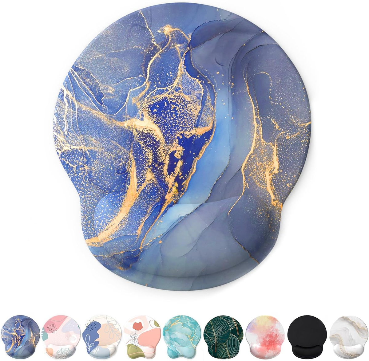 eulps Mouse Pad with Wrist Rest, Comfortable Computer Mousepad with Gel Wrist Support Smooth Surface and Non-Slip PU Base for Pain Relief, Laptop, Office & Home (Golden Quicksand Marble)