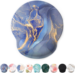 eulps Mouse Pad with Wrist Rest, Comfortable Computer Mousepad with Gel Wrist Support Smooth Surface and Non-Slip PU Base for Pain Relief, Laptop, Office & Home (Golden Quicksand Marble)