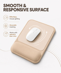 eulps Ergonomic Mouse Pad with Wrist Rest, Gel Mousepad with Soft Wrist Support, Non-Slip PU Base, Smooth Surface Mouse Pad for Wrist Pain Relief, Computer Laptop Office Home & Gaming (Sand Beige)