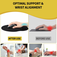 eulps Mouse Pad with Wrist Rest, Comfortable Computer Mousepad with Gel Wrist Support, Smooth Surface and Non-Slip PU Base for Pain Relief, Laptop, Office & Home (Lemon)