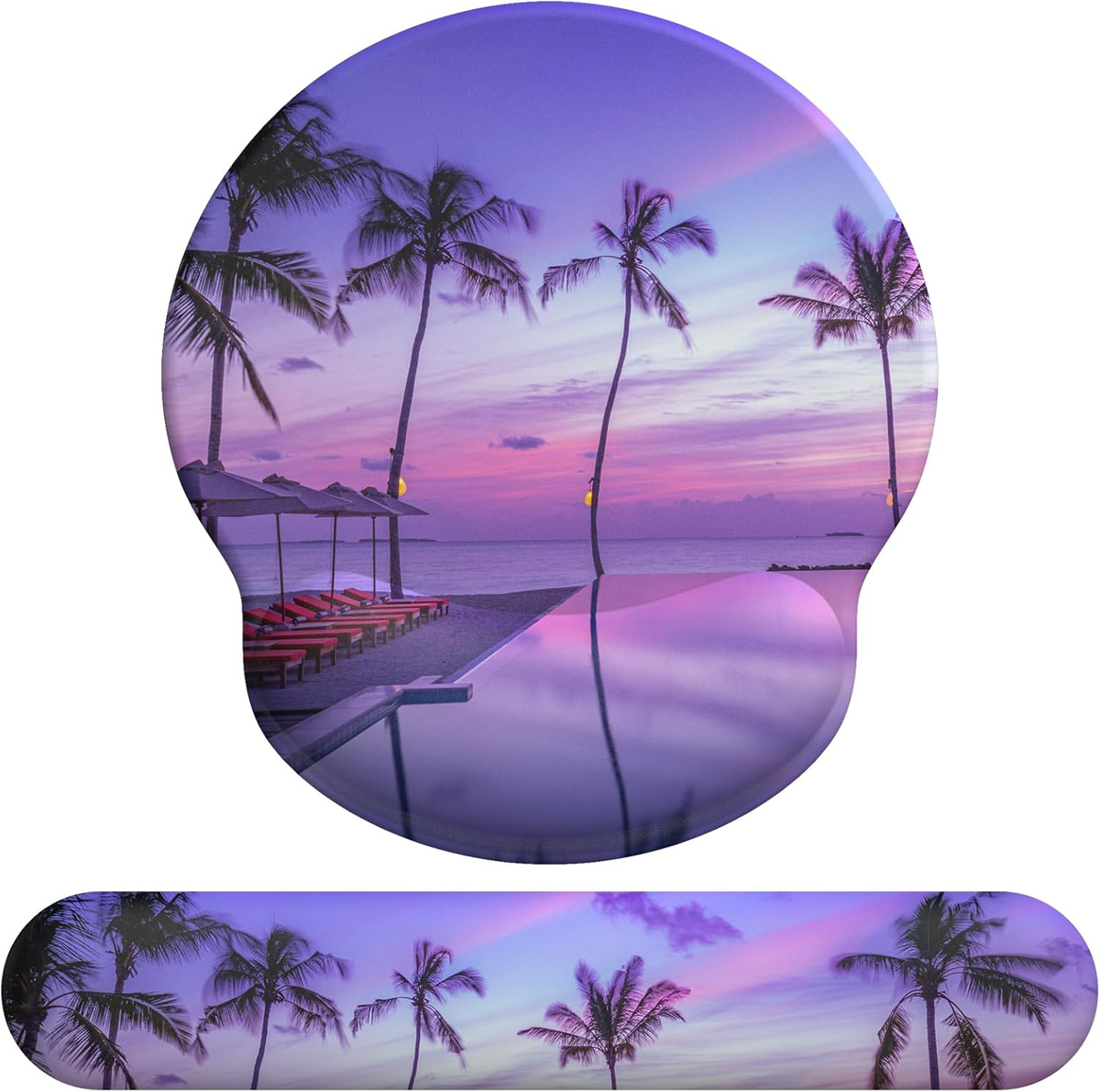 eulps Mouse Pad Wrist Support, Ergonomic Memory Foam Keyboard Wrist Pad & Gel Wrist Rest Set for Computer Keyboard for Easy Typing & Pain Relief for Office & Home (Mauve Twilight Set)