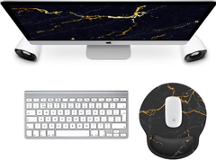 eulps Mouse Pad with Wrist Rest, Comfortable Computer Mousepad with Gel Wrist Support, Smooth Surface and Non-Slip PU Base for Pain Relief, Laptop, Office & Home (Black Marble)