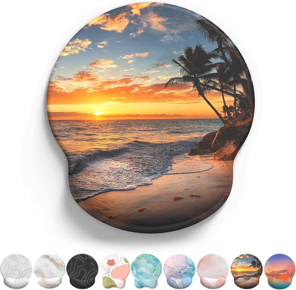 eulps Mouse Pad with Wrist Rest, Comfortable Computer Mousepad with Gel Wrist Support, Smooth Surface and Non-Slip PU Base for Pain Relief, Laptop, Office & Home (Sunset)