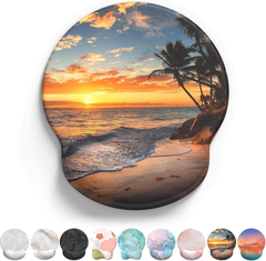 eulps Mouse Pad with Wrist Rest, Comfortable Computer Mousepad with Gel Wrist Support, Smooth Surface and Non-Slip PU Base for Pain Relief, Laptop, Office & Home (Sunset)