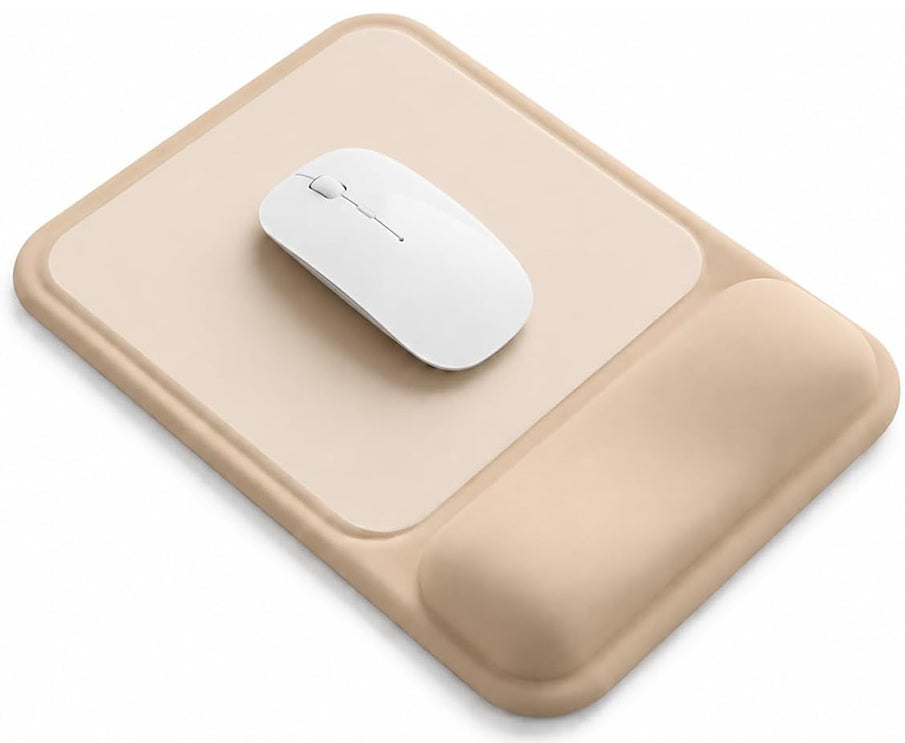 eulps Ergonomic Mouse Pad with Wrist Rest, Gel Mousepad with Soft Wrist Support, Non-Slip PU Base, Smooth Surface Mouse Pad for Wrist Pain Relief, Computer Laptop Office Home & Gaming (Sand Beige)