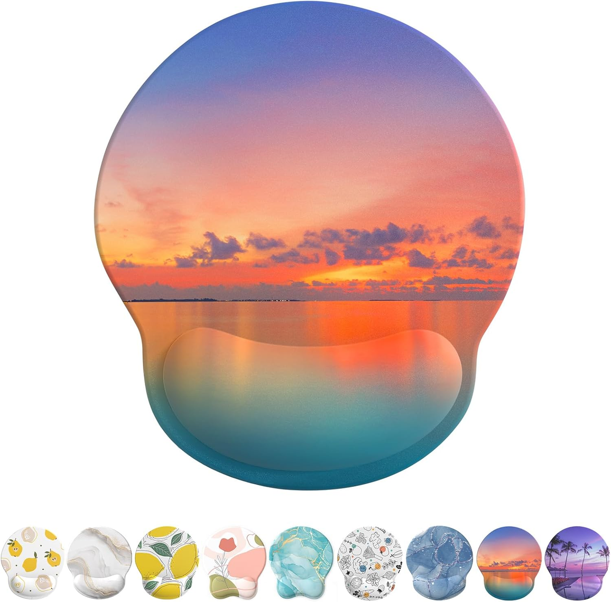 eulps Mouse Pad with Wrist Rest, Comfortable Computer Mousepad with Gel Wrist Support, Smooth Surface and Non-Slip PU Base for Pain Relief, Laptop, Office & Home (Oceanic Sunset)