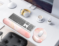eulps Mouse Pad Wrist Support, Ergonomic Memory Foam Keyboard Wrist Pad & Gel Wrist Rest Set for Computer Keyboard for Easy Typing & Pain Relief for Office & Home (Pink Marble)