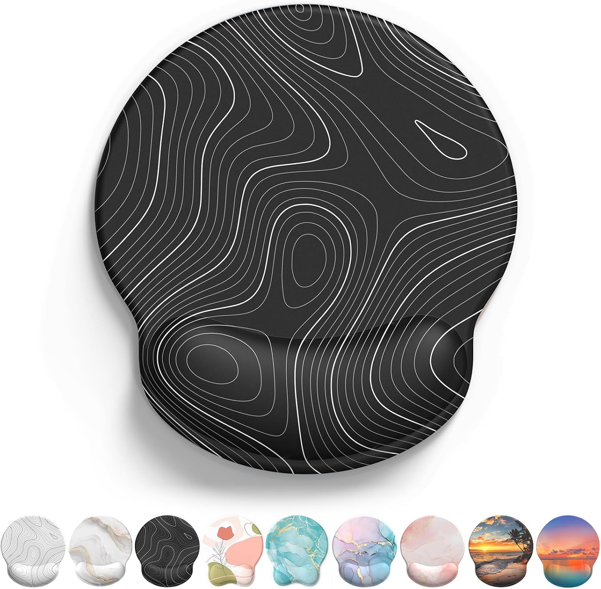 eulps Mouse Pad with Wrist Rest, Comfortable Computer Mousepad with Gel Wrist Support, Smooth Surface and Non-Slip PU Base for Pain Relief, Laptop, Office & Home (Black Line)